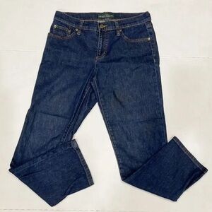 Lauren Ralph Lauren Women Sz 4 Blue Classic Straight Cropped Mid Rise‎ Jeans